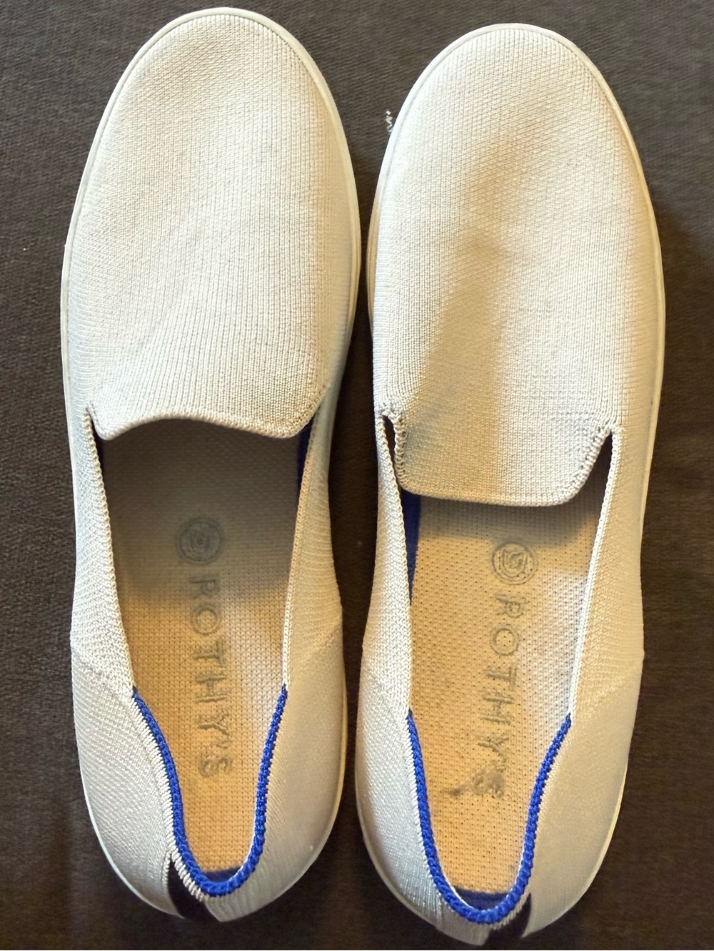 Rothy's Women’s Size 11 Slip-On Sneakers in Light Cream with Blue Trim